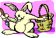 A bunny painting eggs