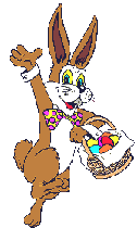 A bunny with a basket of eggs