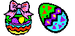 Two brightly decorated Easter eggs