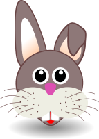 A cartoon-style bunny’s face