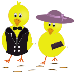 Two chicks dressed in their Sunday best for Easter