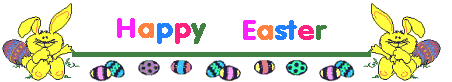Two bunnies, some eggs, and a ‘Happy Easter’ message